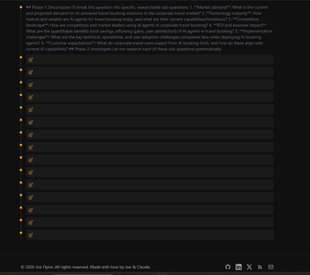 The first test — lots of thinking, no output